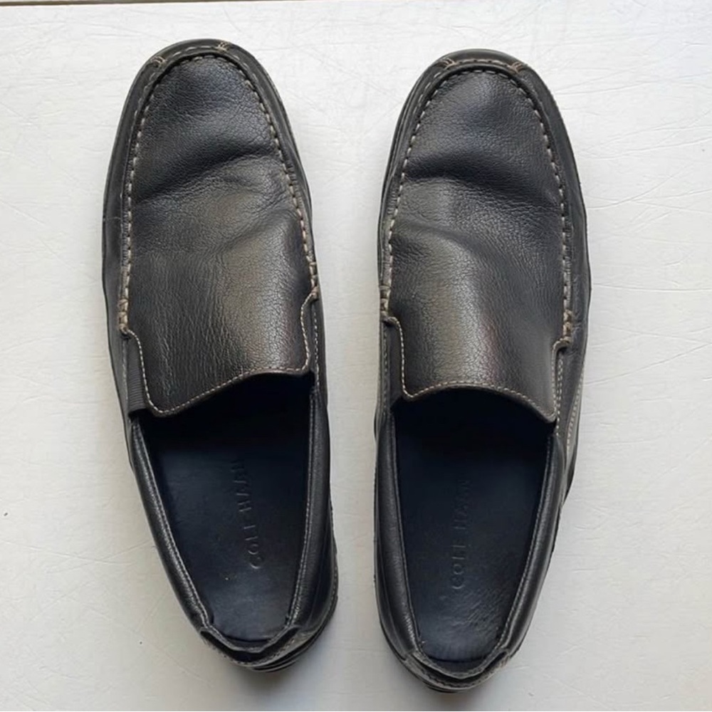 Cole Haan Black Leather Slip-On Loafers